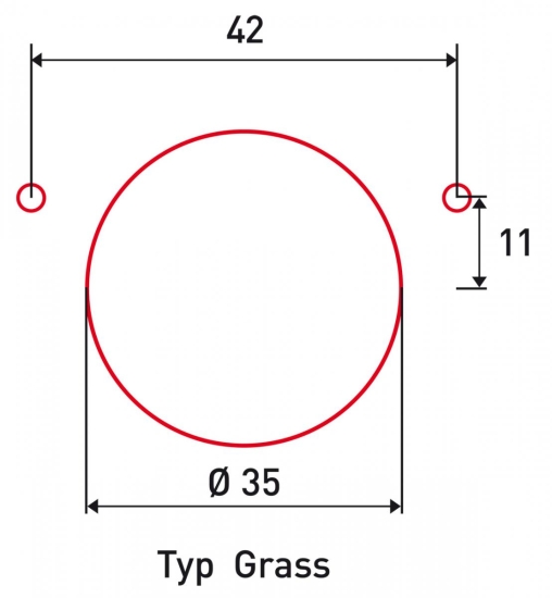Bernardo Bohrkopf 42/11 für Scharnier Typ Grass, mit Aufnahme für Bohrmaschinen Bohrmasken