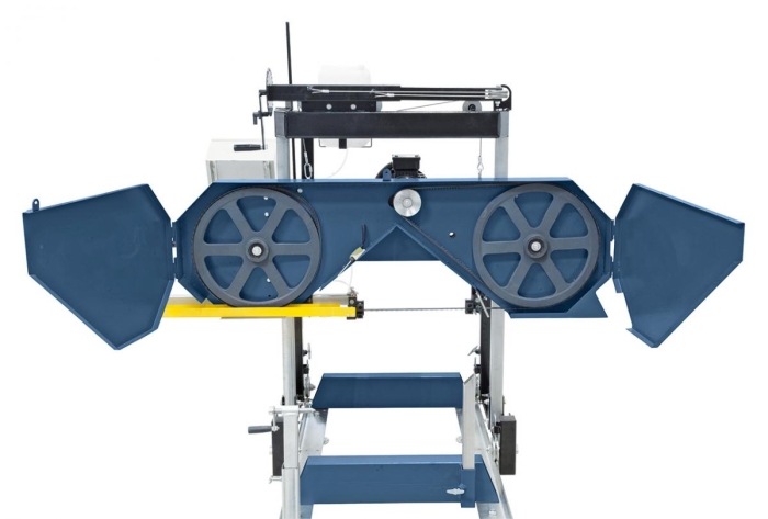 Einfacher Sägebandwechsel durch aufklappbare Abdeckungen