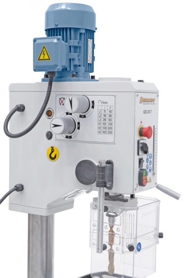 Schutzabdeckung nach CE-Norm, einstellbar auf die jeweilige Bohrerlänge