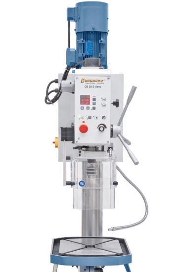 Einfache Vorwahl der Getriebestufe mittels Vorgelege, Einstellen der gewünschten Drehzahl mittels Potentiometer.