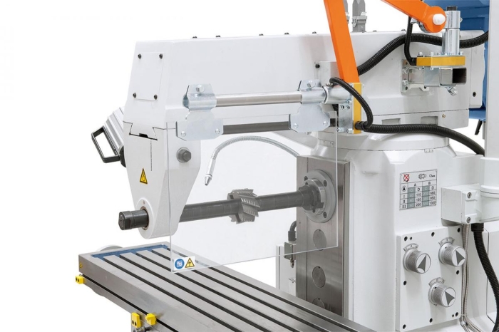 Zum Fräsen in horizontaler Position serienmäßig mit Gegenlager und langem Fräsdorn.