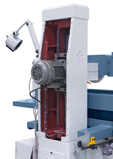 Geschliffene Flachführung für exaktes Zustellen des Schleifkopfes.