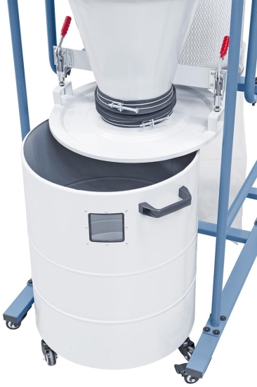 Durch den ausfahrbaren Abfüllbehälter wird ein schnelles und einfaches Entleeren des Spänesackes gewährleistet.