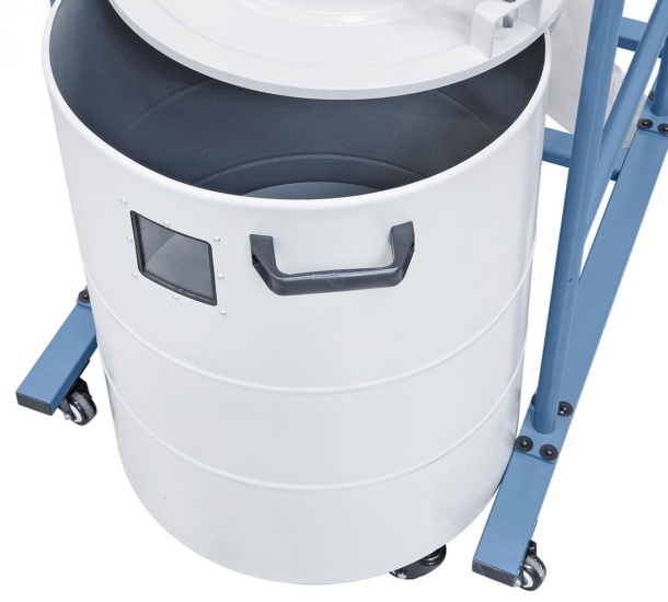 Durch den ausfahrbaren Abfüllbehälter wird ein schnelles und einfaches Entleeren des Spänesackes gewährleistet.