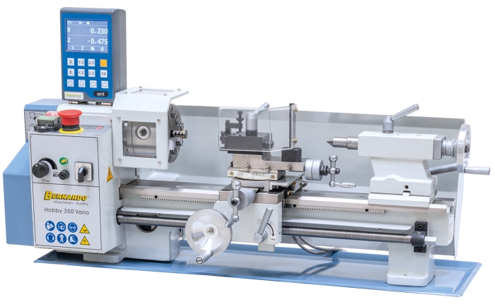 Bernardo Hobby 350 Vario / 230 V inkl. 2-Achs Digitalanzeige DT 40 Leitspindeldrehmaschine Tischdrehmaschine