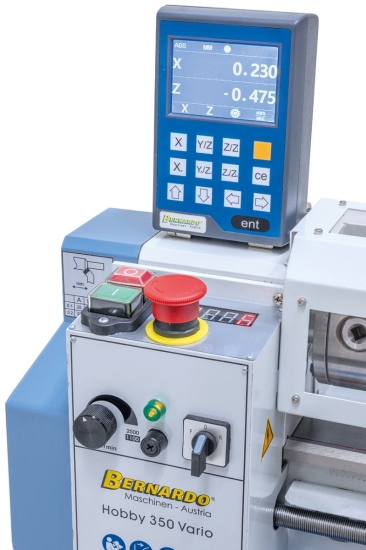Bernardo Hobby 350 Vario / 230 V inkl. 2-Achs Digitalanzeige DT 40 Leitspindeldrehmaschine Tischdrehmaschine