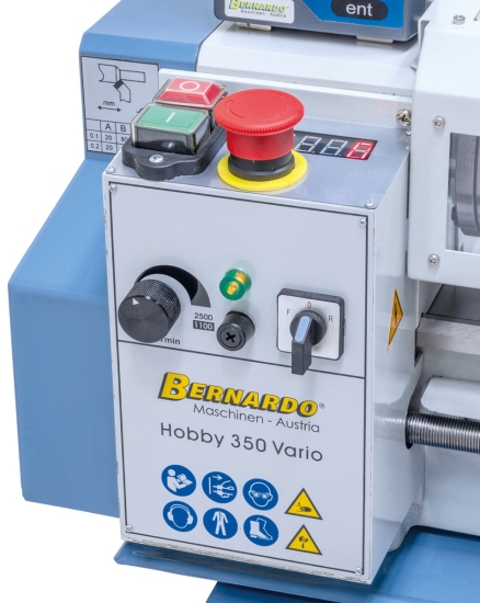 Bernardo Hobby 350 Vario / 230 V inkl. 2-Achs Digitalanzeige DT 40 Leitspindeldrehmaschine Tischdrehmaschine