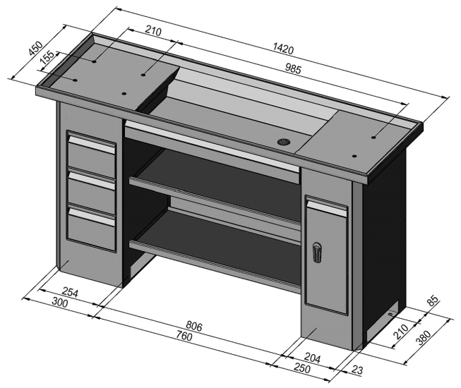 Bernardo Untergestell D14 Deluxe f. Profi 750 Vario Untergestell für Drehmaschinen