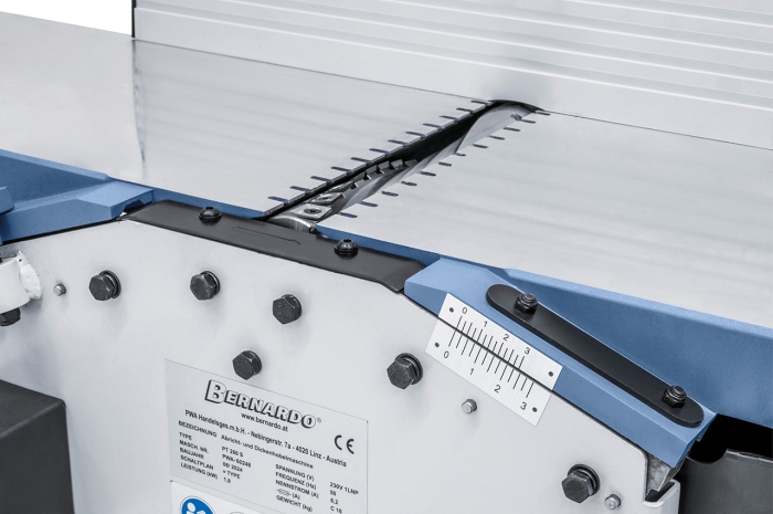 Bernardo PT 260 S / 230 V Abricht- und Dickenhobelmaschine mit Absaugung und Spiralmesserhobelwelle