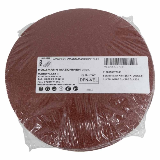 Holzmann STK203SET Schleifteller Klett Set Ø203 1xK60 3xK80 3xK100 3xK120