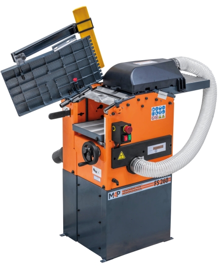 Abricht- und Dickenhobelmaschine FS 260 mit Absaugung / 230 V links aufgeklappt