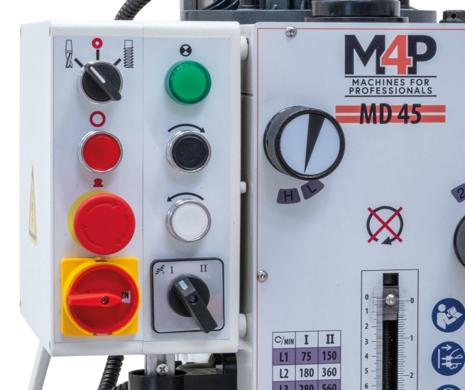 Bohr- und Fräsmaschine MD 45 bedienpaneel
