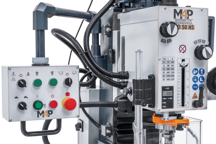 Bohr- und Fräsmaschine inkl. Guss-Untergestell MD 50 HS bedienpult