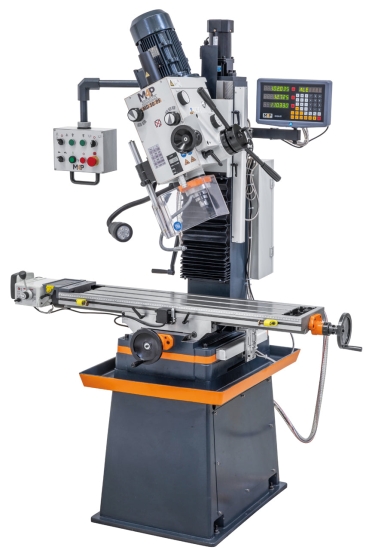 Bohr- und Fräsmaschine inkl. Guss-Untergestell MD 50 PF rechts kopf geschwenkt 1