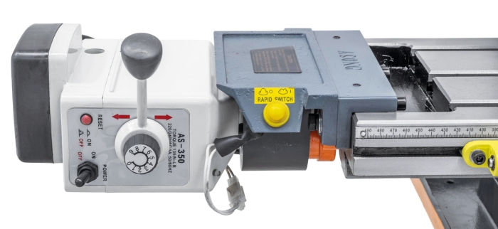 Bohr- und Fräsmaschine inkl. Guss-Untergestell MD 50 PF tischvorschub