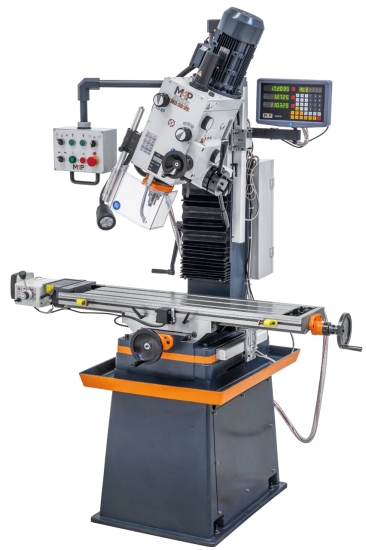 Bohr- und Fräsmaschine inkl. Guss-Untergestell MD 50 PF rechts kopf geschwenkt 2