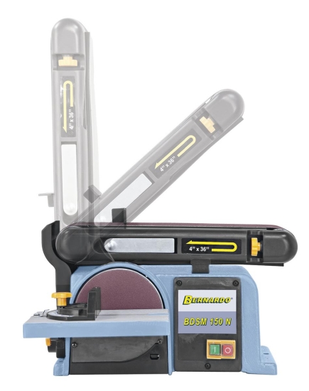 Planschleiftisch stufenlos schwenkbar von 0° bis 90°.