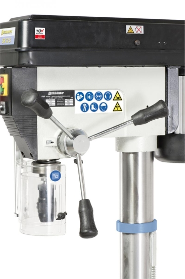 Leichtgängige Pinolezustellung über ergonomisch angeordnetete Handgriffe