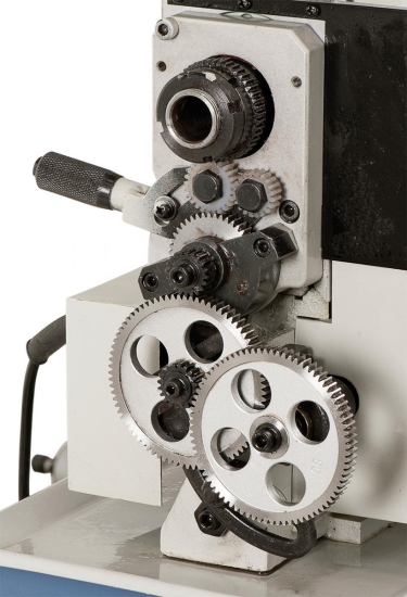Serienmäßig ausgestattet mit Wechselräder in Metallausführung zum Gewindeschneiden.