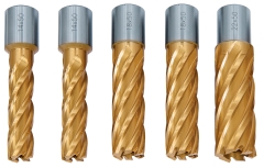Bernardo HSS-Kernbohrer CDL, TiN-beschichtet, 14/18/22 mm, Bohrtiefe 50 mm, 5 tlg. Bernardo HSS-Kernbohrer CDL, TiN-beschichtet, 14/18/22 mm, Bohrtiefe 50 mm, 5 tlg.